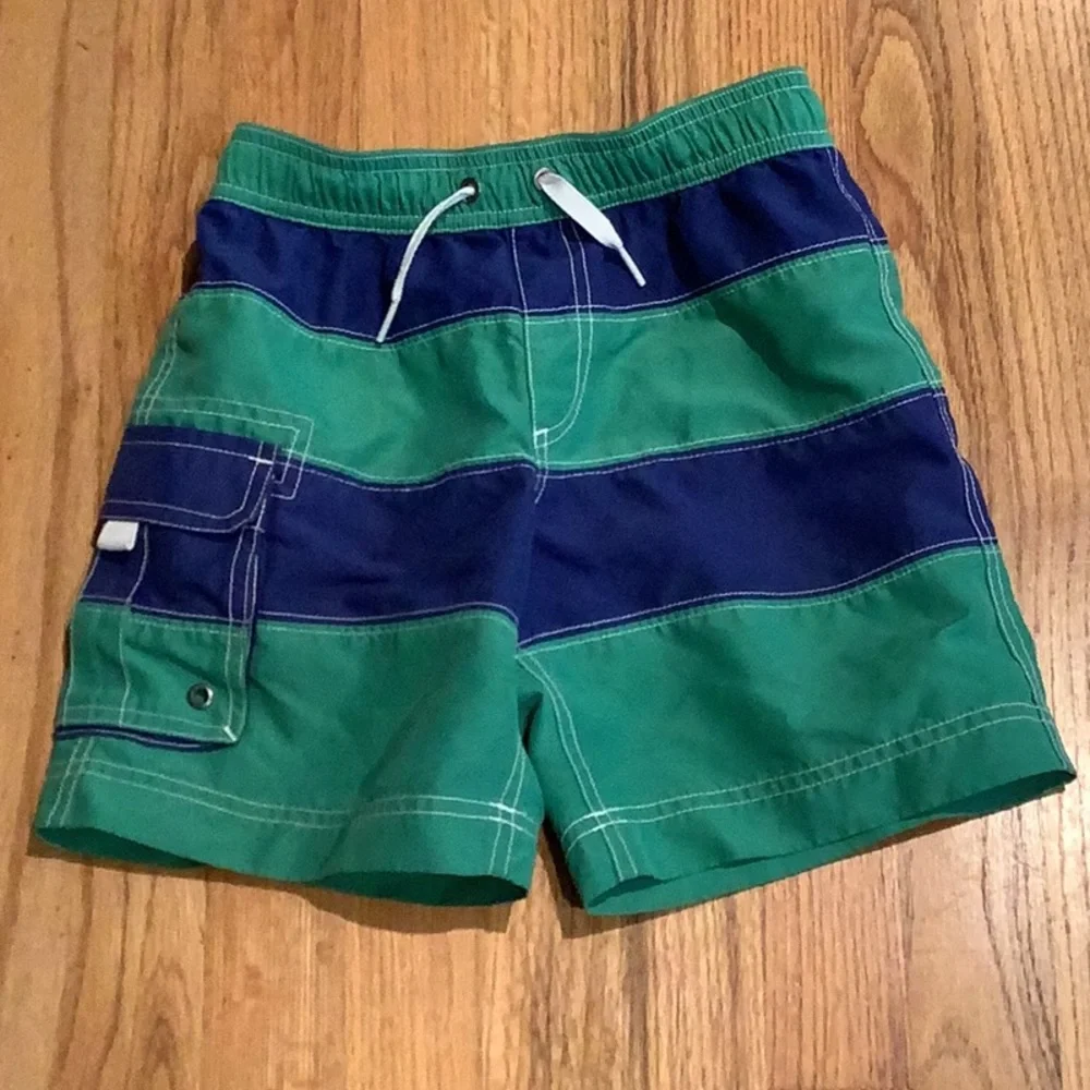 Hanna Andersson - Swim Trunks - Boys’ - Green/Navy - Size US 6/7- Swimwear